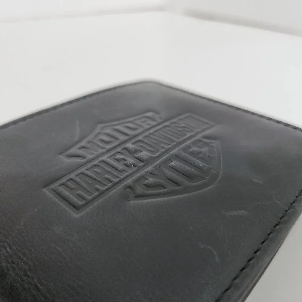 New Harley Davidson Mens Wallet Bi-Fold 100% Leather Logo RFID Blocking